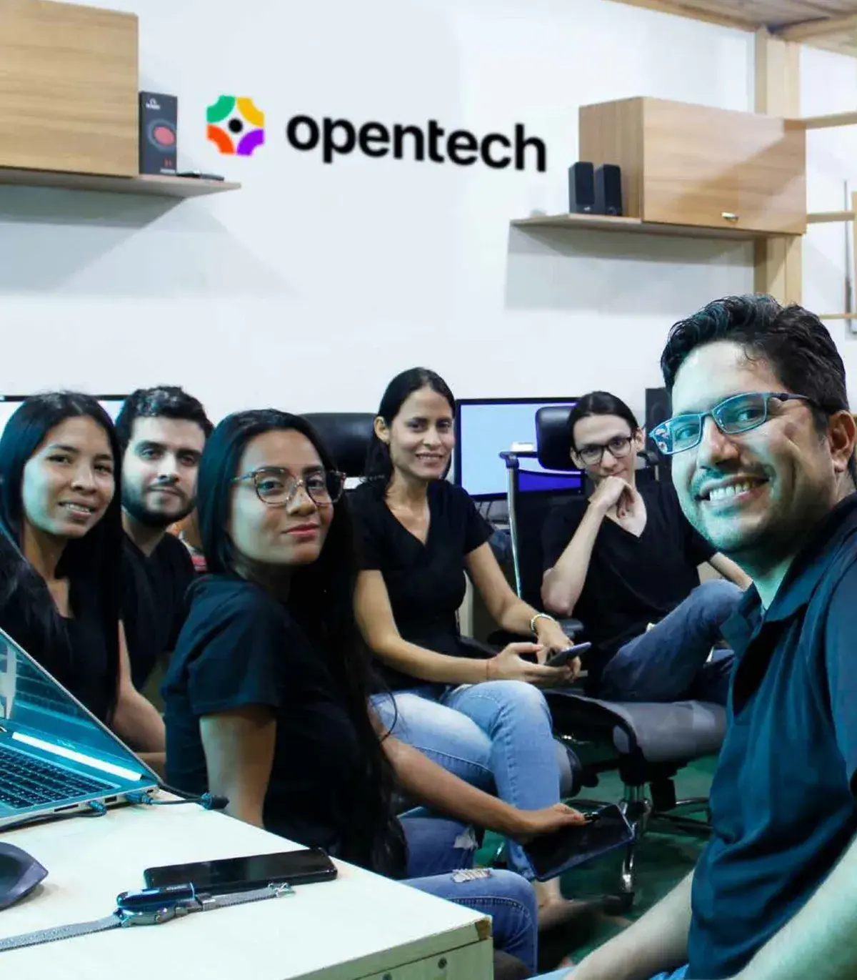 Part of the Opentech team working from the Puerto Ordaz office